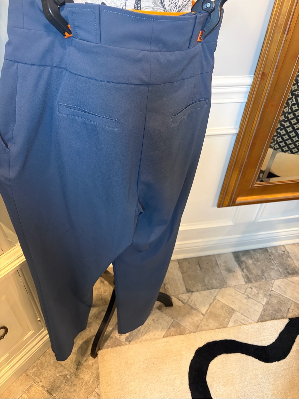 New York and Co High-Waist Tie Front Navy Dress Pants - Picture 4 of 5